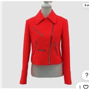 A.L.C. Ekberg Double-Face Scuba Moto Jacket Neon Red-Orange Asymmetric size 4
